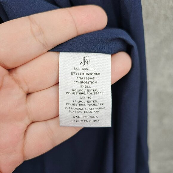 dRA Los Angeles Cicero Wrap Dress S Blue Brown Ruffled Lined Long Sleeve Retro - Picture 11 of 15